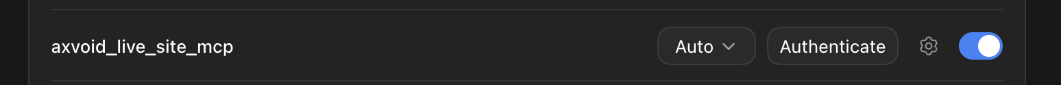 Axvoid server in the MCP list and the Authenticate button.png